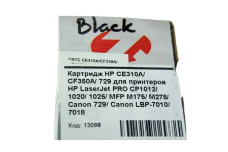 Картридж CE310A/ CF350A/ 729 для HP LaserJet PRO CP1012/ MFP M175/ Canon 729/ Canon LBP-7010 черный совместимый