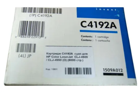 Картридж C4192A  cyan для HP Color LaserJet  CLJ-4500 / CLJ-4550 (O) (6000 стр.)