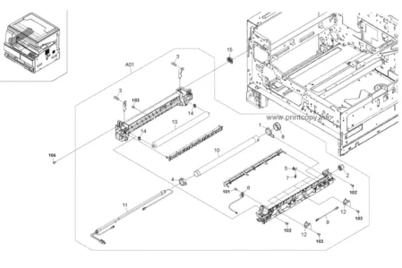 Прижимной (резиновый) вал 302KK94290 для Kyocera Mita TASKalfa 181/ 221/ 180/ 220/ FS-6025MFP/ FS-6030MFP/ FS-6525MFP