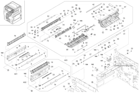 Первый нижний узел подачи 302JZ94100 для Kyocera TASKalfa 250CI/ 300CI/ 400CI/ 500CI