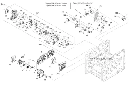 Привод подачи в сборе 302NR94260 для Kyocera ECOSYS P6130cdn/ M6530cdn/ TASKalfa 350ci