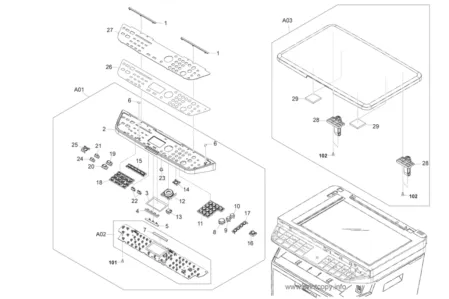 Шарнир крышки стола 2DC11060 13L24 для Kyocera Mita ECOSYS M2030dn/ M2530dn/ FS1030MFP/ FS1130MFP