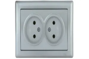 Розетка двухместная 2Р, ERB20-K23-10, цвет серебр ERB20-K23-10 для моделей iek