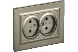 Розетка двухместная с защитными шторками и рамкой BR-R23-10-K37-F для моделей iek